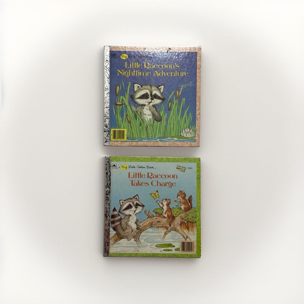 2 Big Little Golden Books Little Raccoons Nighttime Adventure Take Charge